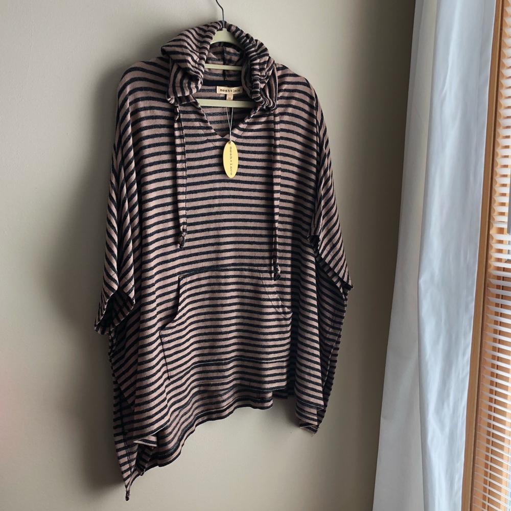 mesh + lace striped hoodie
